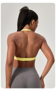 Women Halter Twist Front Deep V Sports Bra Removable Padded Soft Stretchy Low Impact Yoga Crop Top Pilates Gym Workout Bra - Product Image 2