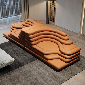 Nouveau design de canapé <span class=keywords><strong>italien</strong></span> modulaire en cuir au sol, canapé d'angle moderne, lit, meubles de salon sectionnels de luxe pour la maison - Product Image 4