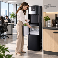Refroidisseur d'eau chaude et froide avec machine à glaçons intégrée, chargement par le haut, boîtier en plastique, modèle de bureau, installation facile, garantie 1 an