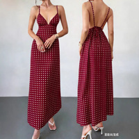 Robe de soirée dos nu sexy à pois, style européen et américain, nouvelle collection printemps-été pour femmes