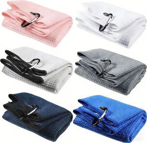 Serviette de nettoyage en microfibre gaufrée personnalisée avec clip, absorbante et à séchage rapide, pour le golf, la gym et la randonnée - Product Image 4