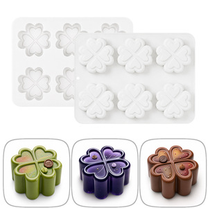 YLX Nouveau Moule en Silicone de Qualité Alimentaire pour Gâteau, Modèle Trèfle à Quatre Feuilles à 6 Cavités, pour Mousse Française, Compatible Four, Démoulage Facile, pour la Confection DIY Transfrontalière - Product Image 4