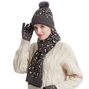 BSBH 3 pièces ensemble adulte hiver Pom Pom chapeaux écharpe gants mitaines chapeau écharpe ensemble filles cache-cou hiver bonnet chapeau laine extérieur chaud - Product Image 5
