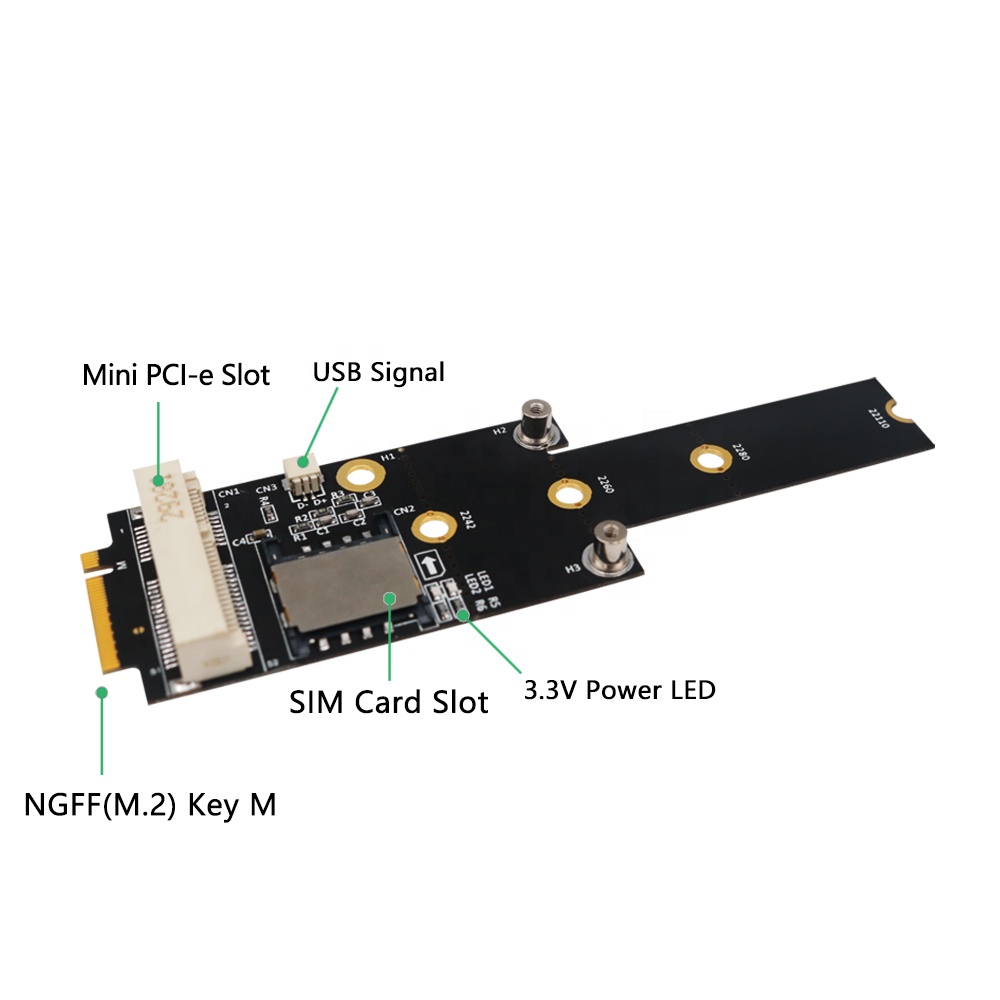 Мини-адаптер PCI-E mPCIe для M.2 NGFF M key с слотом для SIM-карты для модуля Wi-Fi/WWAN/LTE