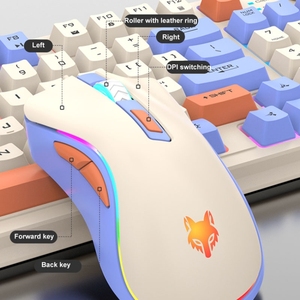 Factory XUNSVFOX K820 Combos de teclado y mouse coloridos 94 teclas Retroiluminación USB Teclado mecánico para juegos con cable notebook de escritorio - Product Image 4