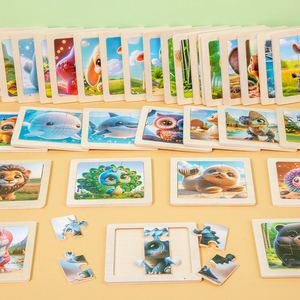 2025 nuovi giocattoli educativi Montessori per bambini classici 6 pezzi in legno dinosauro <span class=keywords><strong>Puzzle</strong></span> gioco da tavolo fai da te Baby <span class=keywords><strong>Puzzle</strong></span> avventure - Product Image 4