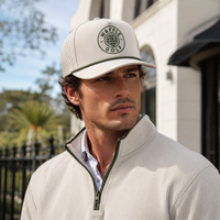 Casquette de golf 6 panneaux avec logo brodé personnalisé, haute qualité, faible MOQ, avec sangle, pliable, respirante, ventilée, classique, en tissu Dobby à pois