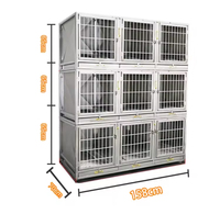 Combinaison de cages en acier inoxydable pour hôpital vétérinaire - Design classique, respirant et facile à assembler pour l'exposition d'animaux