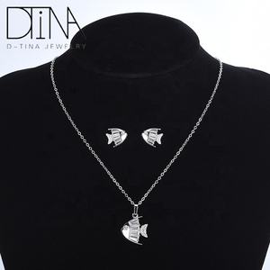 DTINA 18k Oro e Argento Placcato Multi-Zircone Collana di Pesce e Orecchino Insieme Dei Monili - Product Image 5