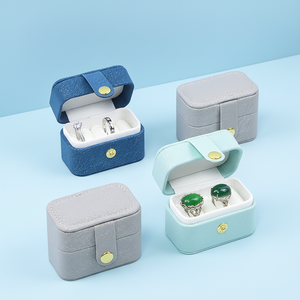 Mini joyero, estuche portátil para anillos, pequeña caja de joyería de cuero, estuche de viaje para guardar joyas, caja de regalo para dos anillos - Product Image 4
