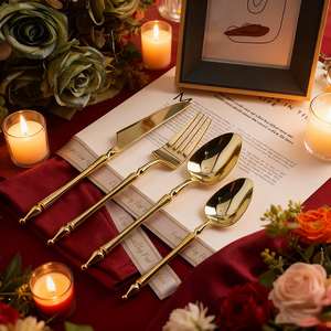 Juego de Cubiertos Desechables de Plástico PS Dorado de 3 Piezas, Cuchillo, Tenedor y Cuchara <span class=keywords><strong>para</strong></span> Banquetes, Eventos, Bodas, Fiestas y Hostelería - Product Image 6