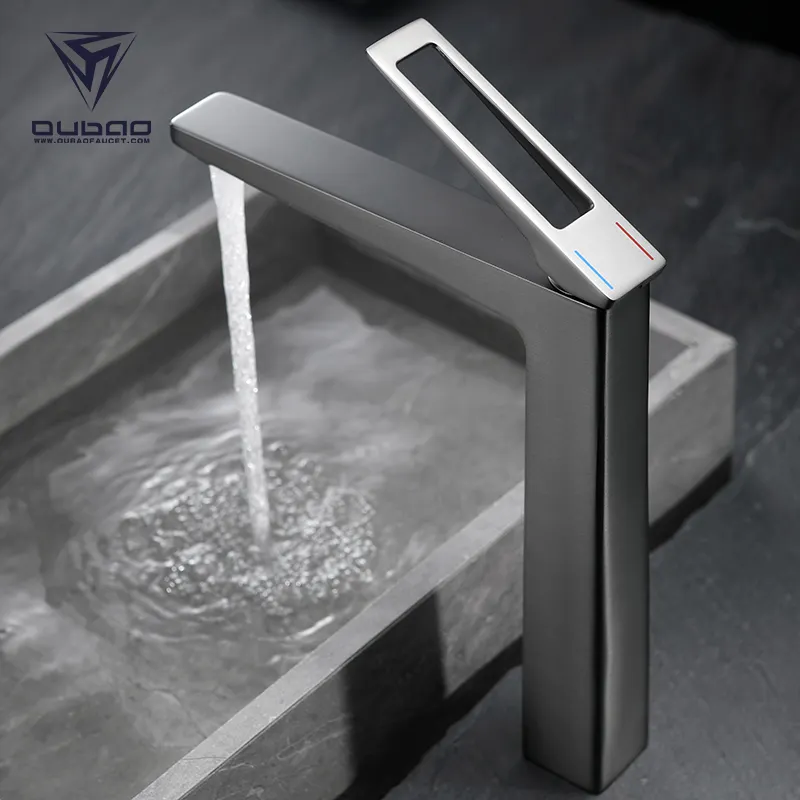 Modern Unique Brass Basin Faucet Deck Mount Single Handle Cold Water Tap Bathroom Waterfall Basin Faucet