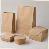 Sacs en papier kraft SOS imprimés sur mesure sans poignées pour la restauration, emballage en kraft brun naturel, vente en gros, approvisionnement B2B
