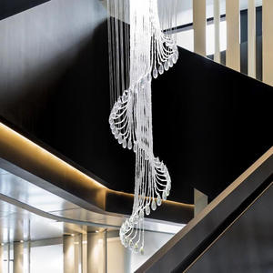 long drop hotel Pendant <b>Lights</b> spiral Duplex Building Staircase foyer long <b>crystal</b> <b>chandelier</b> modern - Product Image 2