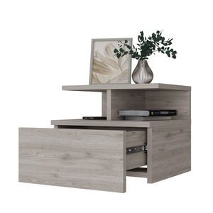 Table de chevet flottante Augusta à 2 niveaux et 1 tiroir, rangement mural pour chambre à coucher - Product Image 3