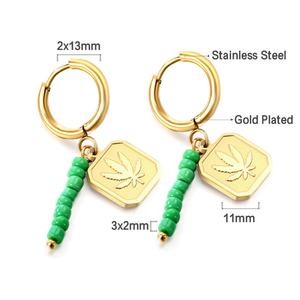 Boucles d'oreilles pendantes en acier inoxydable plaqué or 18 carats avec petites perles colorées brésiliennes pour la fabrication de bijoux - Product Image 5