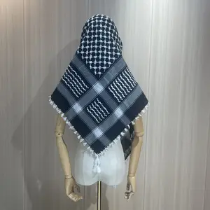 Hot Sell Casual Arabian Dubai Saudi Heren Hijab Acryl Stof Buiten Vierkant Jacquard Bedrukt Zomer Heren Sjaal