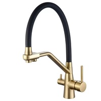 Robinet de cuisine 3 voies NES-HS642 avec filtre à eau, douchette extractible, mitigeur chaud/froid à double poignée pour évier de cuisine