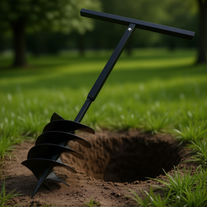 Foret hélicoïdal en acier noir à trois spirales de 7,87 pouces pour perceuse manuelle de trous de poteaux - Product Image 2