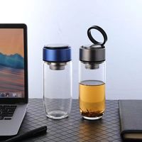 2025 bouteille d'eau en verre à double paroi transparente de noël avec passoire à infuseur à thé Portable bureau voyage verres