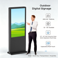 Layar Iklan Digital Signage Luar Ruangan 55 65 Inch 2000nits IP65 Tahan Air Android Komersial untuk Toko