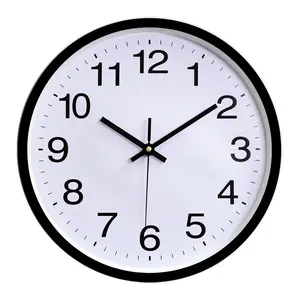 Недорогие Пластиковые Настенные часы 10 дюймов с простым круглым дизайном для украшения дома