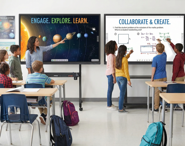 Interactive Whiteboard Smart Panel 100-Inch 20-Point IR Touch 4K Resolution 16:9 Android/Windows LCD Screen Pen/Finger 1-Year