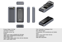Batterie externe portable 20000 mAh, charge rapide PD 22,5 W, écran LED, avec 4 ports USB Type C et câble Android pour téléphone