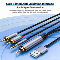 Cable de Audio Digital a Analógico Integrado, Coaxial a RCA, Conector Auxiliar de 3.5mm, Cable Trenzado de Alta Fidelidad para Smart TV, Tarjeta de Sonido, Mezclador