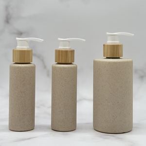 Bouteille de lotion de shampooing de bain en bambou écologique emballage à pompe à usage domestique biodégradable et <span class=keywords><strong>paille</strong></span> de blé pour masques cosmétiques - Product Image 1