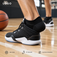 Chaussettes de sport basses noires pour basketball, avec coussinets de maintien de la cheville, talon rembourré, bout renforcé, maille respirante et manchette graduée