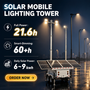 Tour d'éclairage solaire diesel portable sur remorque, mât de levage de 7 m, 6x100W, lumières LED bleues IP65, longue autonomie pour événements en extérieur - Product Image 5