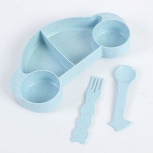 Assiettes et bols 4 couleurs, mignons, pour enfants, dessin animé, voiture, conteneur alimentaire biodégradable, sans BPA, ensemble de couverts pour enfants, soins de santé - Product Image 1