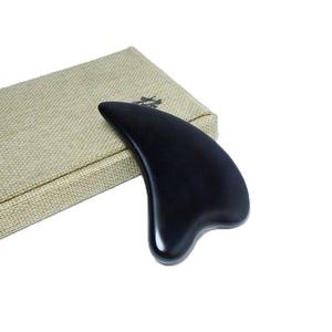 黒砭石マッサージツール 刮痧スプーン リフレクソロジー スティック 刮痧石 しわ防止 フェイスリフト 目元と顔用 - Product Image 2