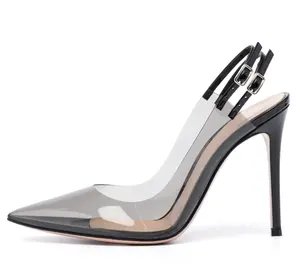 XINZI RAIN Custom Heels Ladies Summer Shoes Pointed Toe 12cm clear PVC Sexy Women High Heel Sandals