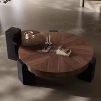Table basse carrée en bois de frêne massif de style marocain avec rangement et meuble TV, mobilier de maison fabriqué à Foshan