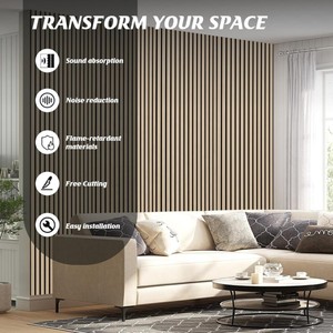 แผ่นไม้ตกแต่งลายเส้น 3 มิติ แผ่นผนังไม้ระแนง 3 มิติ สำหรับตกแต่งภายใน ดูดซับเสียง เหมาะสำหรับห้องสตูดิโอ สำนักงาน และผนังตกแต่ง - Product Image 3