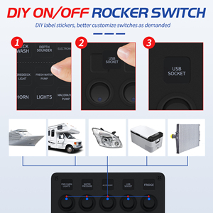 Waterproof 5 Gang 12V Dot Led Round Marine Rocker Switch Panel Car Cigarette Lighter Digital Voltmeter Usb <b>Socket</b> Switch Panel - Product Image 4