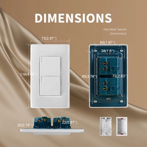 Interruptor de luz de pared con botón de <span class=keywords><strong>2</strong></span> bandas, interruptores de pared rectangulares MultiControl de doble vía, botón de encendido/apagado, placa de PC - Product Image 2