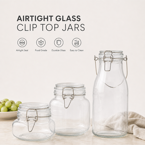 Vente flash - Pots en verre à couvercle à clip pour bonbons et miel, différentes tailles - Product Image 4