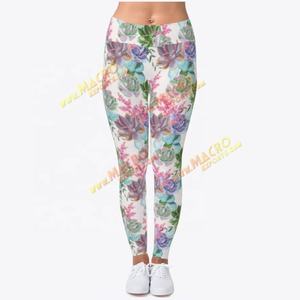 Taille haute imprimé fleuri femmes Yoga Sport pantalon Logo personnalisé Fitness Leggings fermeture à cordon Leggings d'impression numérique - Product Image 4