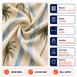 <span class=keywords><strong>Tissu</strong></span> imprimé en <span class=keywords><strong>lin</strong></span> et viscose pour chemises fluides et blazers – Vente en gros par rouleau pour fabricants de robes d'été et de chemisiers - Product Image 2