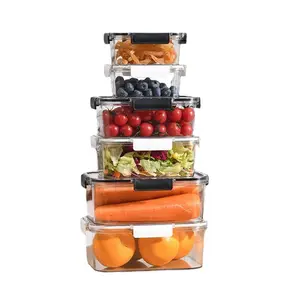 Caixa de plástico selada para geladeira, recipiente transparente personalizado para armazenamento de alimentos, caixa de plástico para vegetais