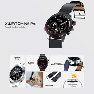 Montre connectée avec écran AMOLED, bracelet en cuir, assistant vocal IA, suivi du rythme cardiaque et du sommeil, surveillance de la santé 24h/24 et 7j/7, unisexe - Product Image 3