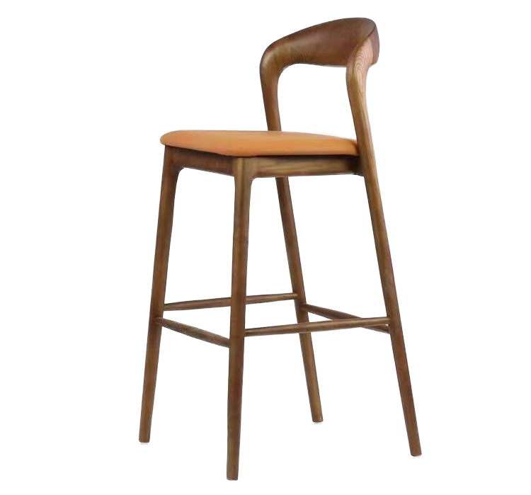 Modern Luxury Nordic Bar Stool Set – Soft Solid Wood High Chair for Kitchen, Café, Restaurant & Hotel - View 2