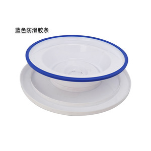 Plastic Cake Turntable Round White With Blue Non Slip Strip For Birthday Cake Decorating Household Use - Product Image 1