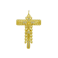 Pendentif Breloque Cœur Croix Bicolore Plaqué Zircon pour Femme et Homme – Bijou de Luxe Tendance