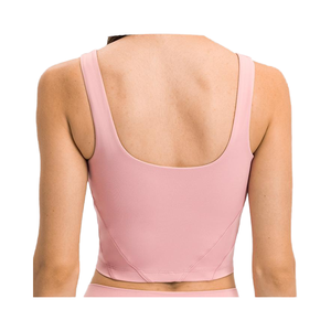 Sujetador deportivo de yoga para mujer TongJoes, con diseño en U, para gimnasio, con almohadillas sin costuras agradable al tacto, logo frontal y sensación de segunda piel. - Product Image 4