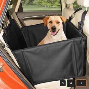 Asiento reforzado <span class=keywords><strong>para</strong></span> <span class=keywords><strong>perros</strong></span> con 4 correas de <span class=keywords><strong>sujeción</strong></span>, asiento de coche impermeable <span class=keywords><strong>para</strong></span> mascotas <span class=keywords><strong>para</strong></span> el asiento trasero del coche (tamaño L, negro) - Product Image 1