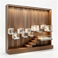 Vitrine de présentation de bijoux de luxe en acier inoxydable écologique avec éclairage LED, vitrine en verre commerciale pour magasin de détail haut de gamme